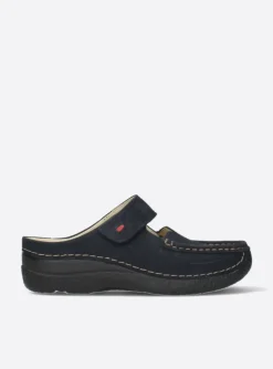 Roll Slipper - blauw nubuck