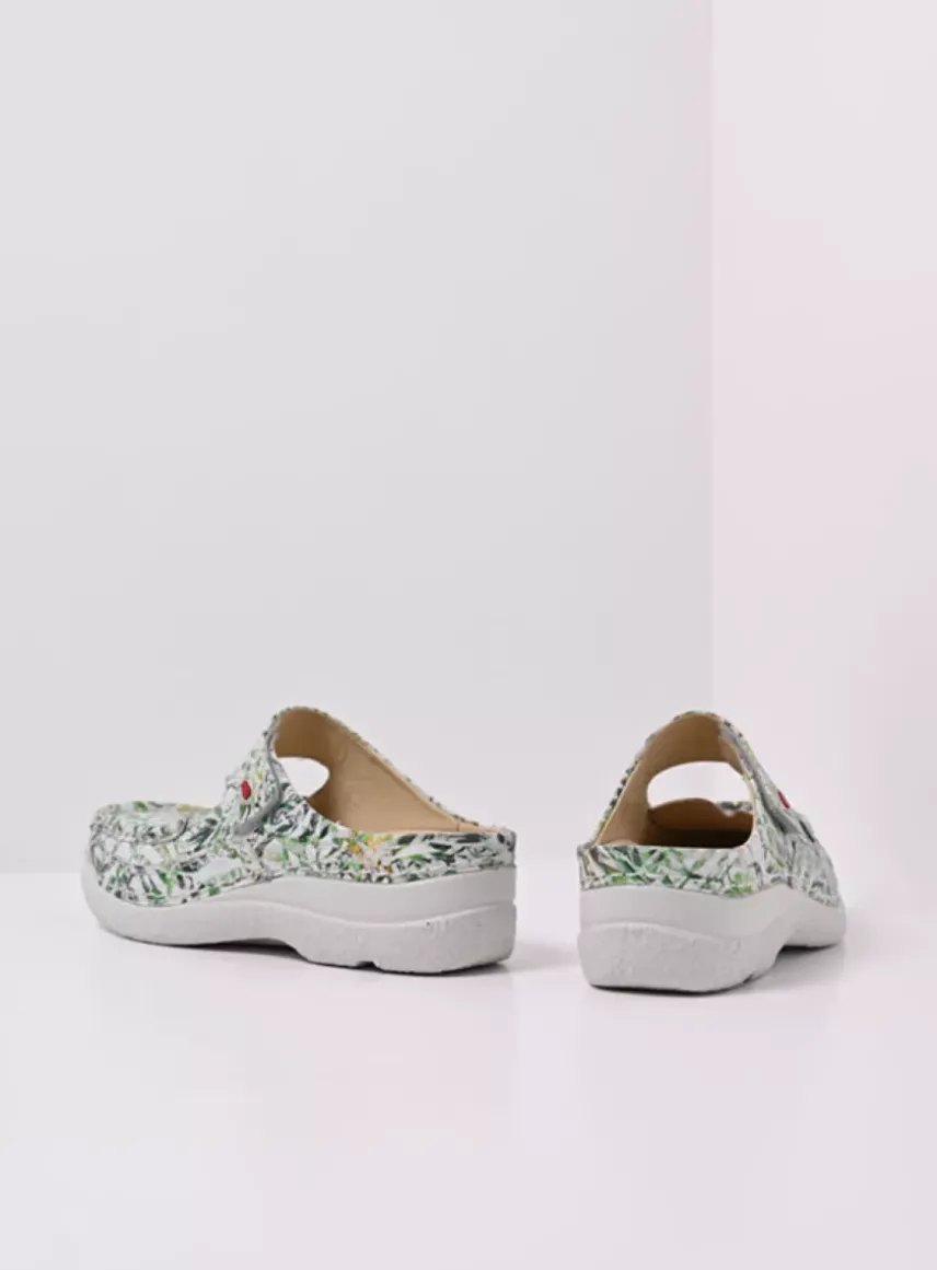 Roll Slipper - gebroken wit/groen nubuck