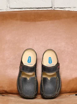 Roll Slipper - zwart leer