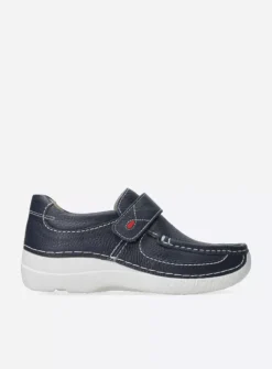 Roll Strap - blauw leer