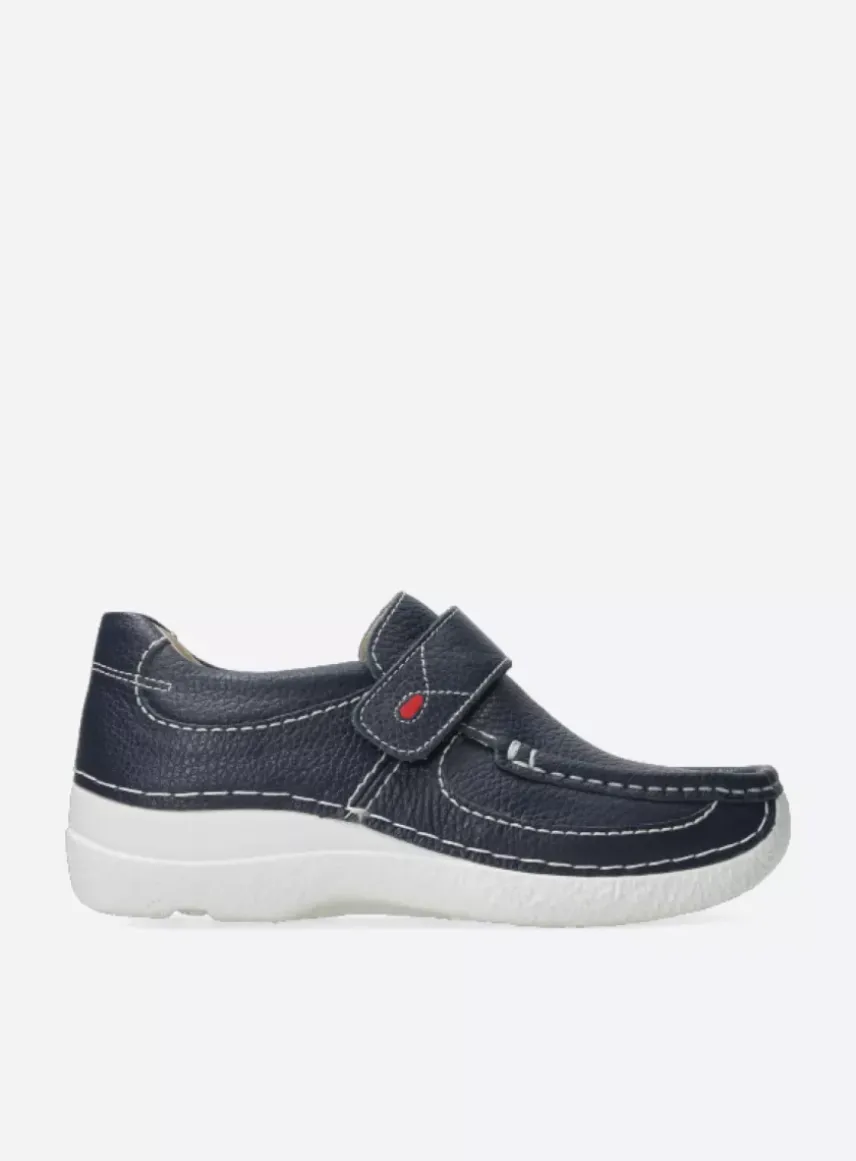 Roll Strap - blauw leer