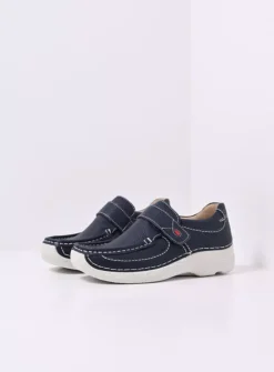 Roll Strap - blauw leer