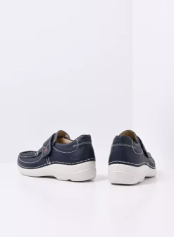 Roll Strap - blauw leer
