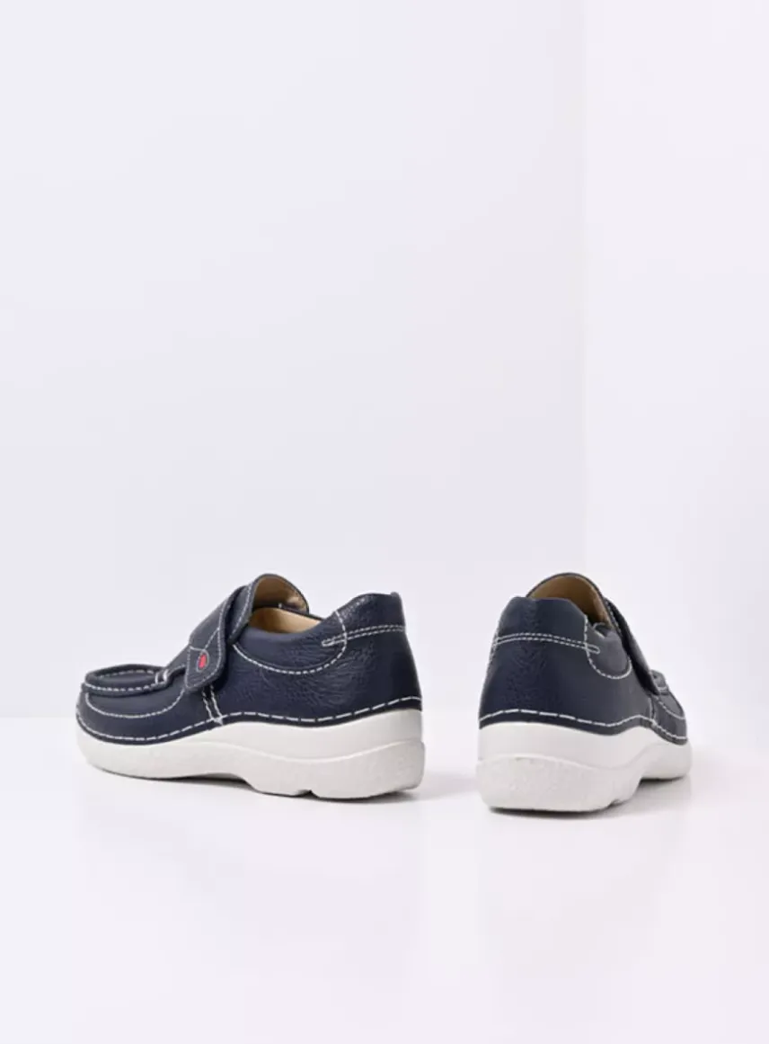 Roll Strap - blauw leer
