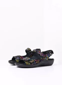Salvia - zwart/multi flower nubuck