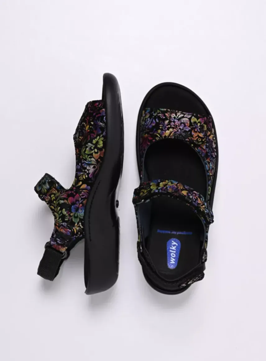 Salvia - zwart/multi flower nubuck