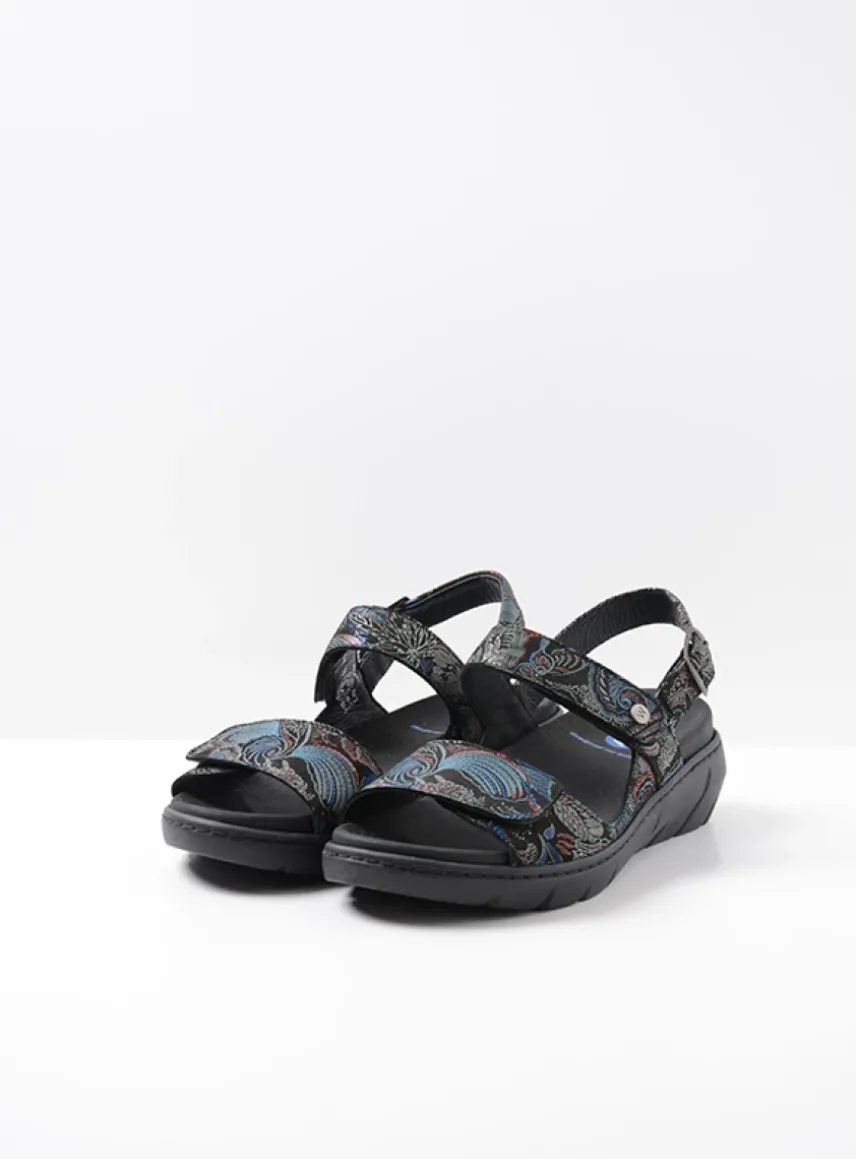 Santorini - zwart/blauw suede