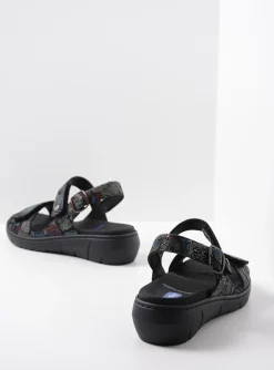 Santorini - zwart/blauw suede