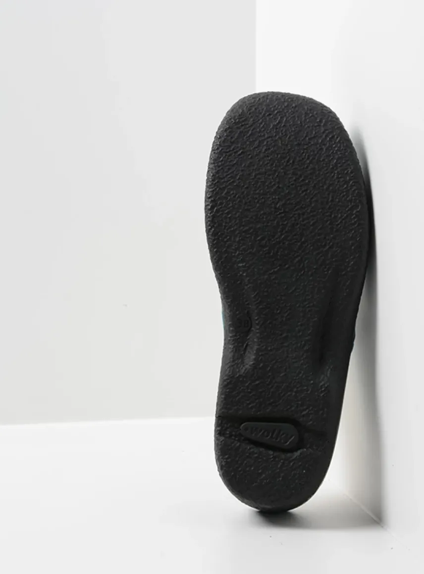 Seamy Slide - zwart geprint leer