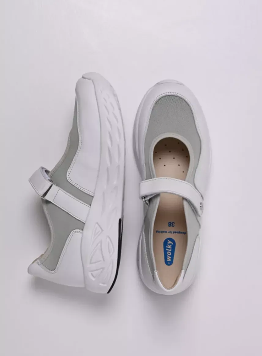 Spring S2F - wit/grijsgroen combi stretchleer